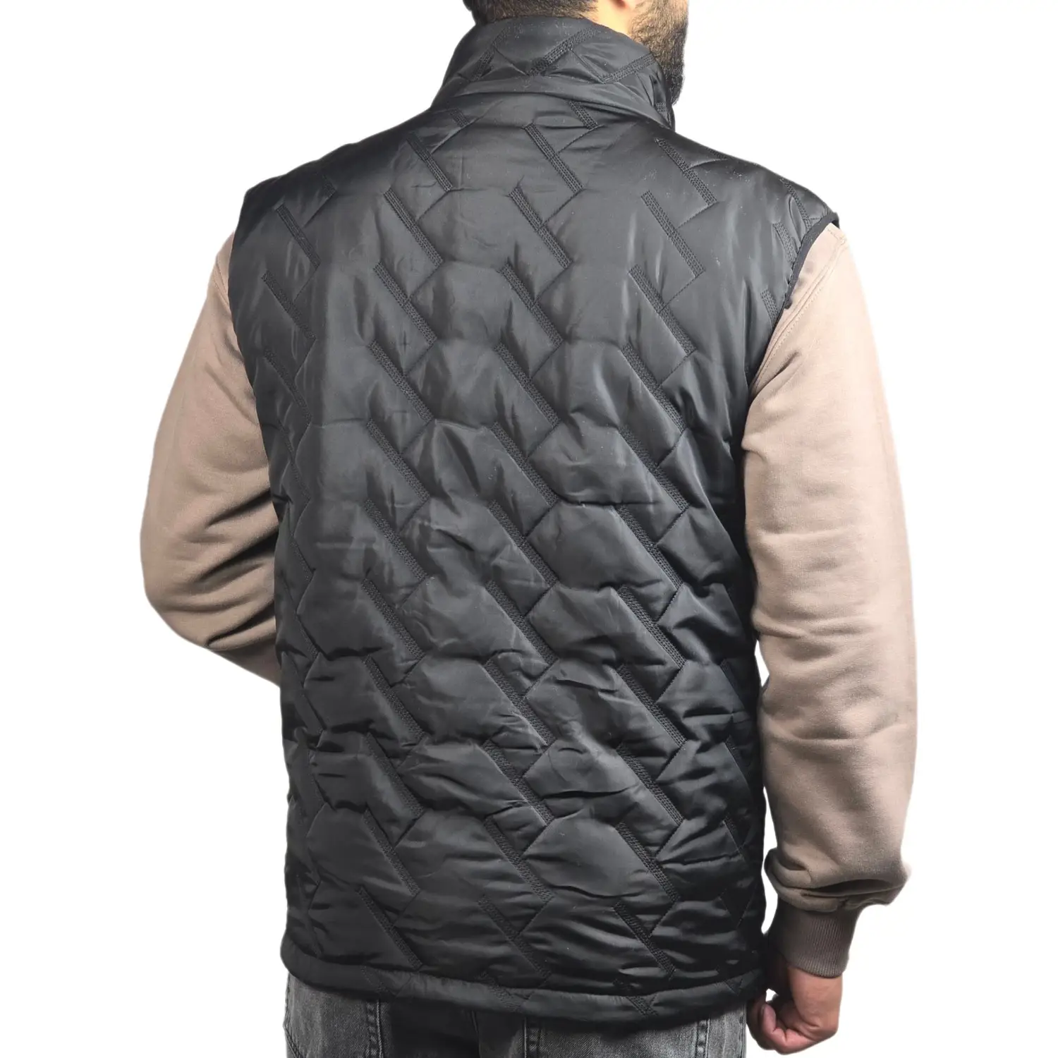 کاپشن پافر طرح دار بدون کلاه 30509