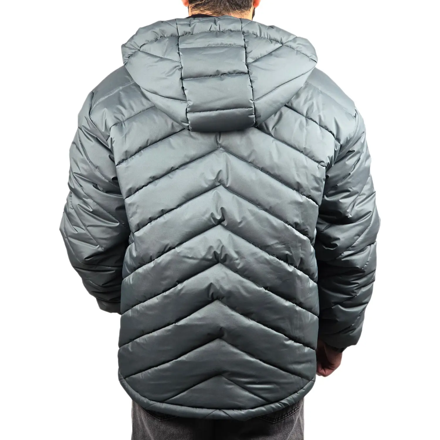 کاپشن پافر ساده کلاه دار 30511